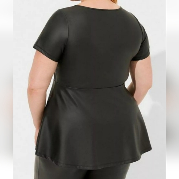 Torrid Black Peplum Blouse with Square Neck and Short Sleeves - Picture 9 of 12
